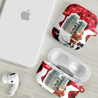 Iraq Christmas AirPods Case with Santa Ishtar Gate Red Plaid and Snowflake Reindeer Pattern - Wonder Print Shop