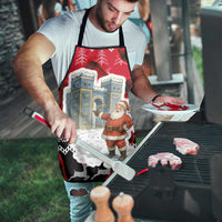 Iraq Christmas Apron with Santa Ishtar Gate Red Plaid and Snowflake Reindeer Pattern - Wonder Print Shop