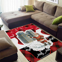 Iraq Christmas Area Rug with Santa Ishtar Gate Red Plaid and Snowflake Reindeer Pattern - Wonder Print Shop