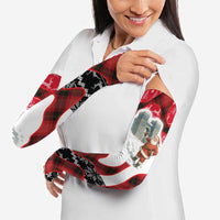 Iraq Christmas Arm Sleeves with Santa Ishtar Gate Red Plaid and Snowflake Reindeer Pattern - Wonder Print Shop