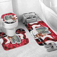 Iraq Christmas Bathroom Set with Santa Ishtar Gate Red Plaid and Snowflake Reindeer Pattern - Wonder Print Shop