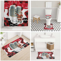 Iraq Christmas Bathroom Set with Santa Ishtar Gate Red Plaid and Snowflake Reindeer Pattern - Wonder Print Shop