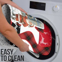 Iraq Christmas Bathroom Set with Santa Ishtar Gate Red Plaid and Snowflake Reindeer Pattern - Wonder Print Shop