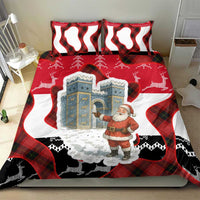 Iraq Christmas Bedding Set with Santa Ishtar Gate Red Plaid and Snowflake Reindeer Pattern - Wonder Print Shop