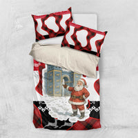 Iraq Christmas Bedding Set with Santa Ishtar Gate Red Plaid and Snowflake Reindeer Pattern - Wonder Print Shop