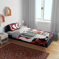Iraq Christmas Bedding Set with Santa Ishtar Gate Red Plaid and Snowflake Reindeer Pattern - Wonder Print Shop