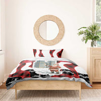 Iraq Christmas Bedding Set with Santa Ishtar Gate Red Plaid and Snowflake Reindeer Pattern - Wonder Print Shop