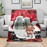 Iraq Christmas Blanket with Santa Ishtar Gate Red Plaid and Snowflake Reindeer Pattern - Wonder Print Shop