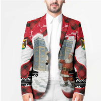 Iraq Christmas Blazer with Santa Ishtar Gate Red Plaid and Snowflake Reindeer Pattern - Wonder Print Shop