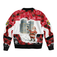 Iraq Christmas Bomber Jacket with Santa Ishtar Gate Red Plaid and Snowflake Reindeer Pattern - Wonder Print Shop