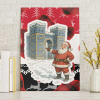Iraq Christmas Canvas Wall Art with Santa Ishtar Gate Red Plaid and Snowflake Reindeer Pattern - Wonder Print Shop