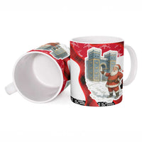 Iraq Christmas Ceramic Mug with Santa Ishtar Gate Red Plaid and Snowflake Reindeer Pattern - Wonder Print Shop