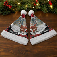 Iraq Christmas Santa Hat with Santa Ishtar Gate Red Plaid and Snowflake Reindeer Pattern - Wonder Print Shop