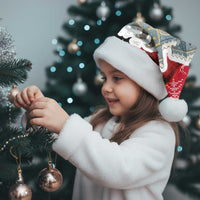 Iraq Christmas Santa Hat with Santa Ishtar Gate Red Plaid and Snowflake Reindeer Pattern - Wonder Print Shop