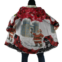 Iraq Christmas Cloak with Santa Ishtar Gate Red Plaid and Snowflake Reindeer Pattern - Wonder Print Shop