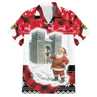 Iraq Christmas Family Matching Long Sleeve Bodycon Dress and Hawaiian Shirt with Santa Ishtar Gate Red Plaid and Snowflake Reindeer Pattern - Wonder Print Shop