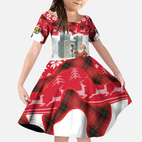 Iraq Christmas Family Matching Off Shoulder Maxi Dress and Hawaiian Shirt with Santa Ishtar Gate Red Plaid and Snowflake Reindeer Pattern - Wonder Print Shop