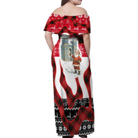Iraq Christmas Family Matching Off Shoulder Maxi Dress and Hawaiian Shirt with Santa Ishtar Gate Red Plaid and Snowflake Reindeer Pattern - Wonder Print Shop