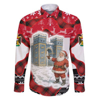 Iraq Christmas Family Matching Puletasi and Hawaiian Shirt with Santa Ishtar Gate Red Plaid and Snowflake Reindeer Pattern - Wonder Print Shop