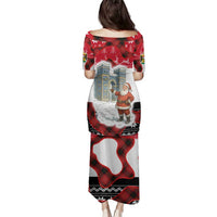 Iraq Christmas Family Matching Puletasi and Hawaiian Shirt with Santa Ishtar Gate Red Plaid and Snowflake Reindeer Pattern - Wonder Print Shop