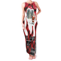 Iraq Christmas Family Matching Tank Maxi Dress and Hawaiian Shirt with Santa Ishtar Gate Red Plaid and Snowflake Reindeer Pattern - Wonder Print Shop