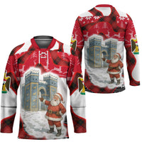 Iraq Christmas Hockey Jersey with Santa Ishtar Gate Red Plaid and Snowflake Reindeer Pattern - Wonder Print Shop