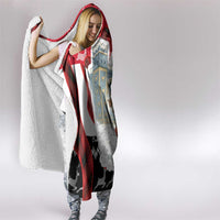 Iraq Christmas Hooded Blanket with Santa Ishtar Gate Red Plaid and Snowflake Reindeer Pattern - Wonder Print Shop