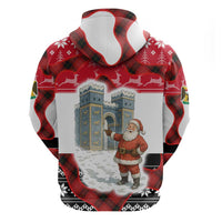 Iraq Christmas Hoodie with Santa Ishtar Gate Red Plaid and Snowflake Reindeer Pattern - Wonder Print Shop
