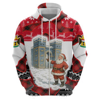 Iraq Christmas Hoodie with Santa Ishtar Gate Red Plaid and Snowflake Reindeer Pattern - Wonder Print Shop