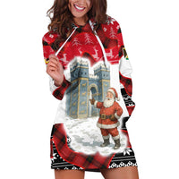 Iraq Christmas Hoodie Dress with Santa Ishtar Gate Red Plaid and Snowflake Reindeer Pattern - Wonder Print Shop