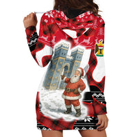 Iraq Christmas Hoodie Dress with Santa Ishtar Gate Red Plaid and Snowflake Reindeer Pattern - Wonder Print Shop
