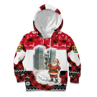 Iraq Christmas Kid Hoodie with Santa Ishtar Gate Red Plaid and Snowflake Reindeer Pattern - Wonder Print Shop
