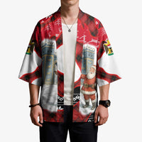 Iraq Christmas Kimono with Santa Ishtar Gate Red Plaid and Snowflake Reindeer Pattern - Wonder Print Shop