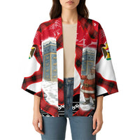 Iraq Christmas Kimono with Santa Ishtar Gate Red Plaid and Snowflake Reindeer Pattern - Wonder Print Shop