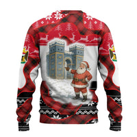 Iraq Christmas Ugly Christmas Sweater with Santa Ishtar Gate Red Plaid and Snowflake Reindeer Pattern - Wonder Print Shop
