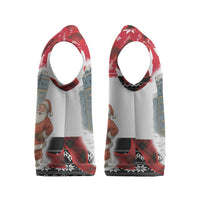 Iraq Christmas Knitted V-Neck Vest with Santa Ishtar Gate Red Plaid and Snowflake Reindeer Pattern - Wonder Print Shop