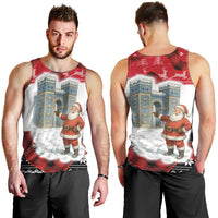 Iraq Christmas Men Tank Top with Santa Ishtar Gate Red Plaid and Snowflake Reindeer Pattern - Wonder Print Shop