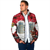 Iraq Christmas Padded Jacket with Santa Ishtar Gate Red Plaid and Snowflake Reindeer Pattern - Wonder Print Shop