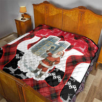 Iraq Christmas Quilt with Santa Ishtar Gate Red Plaid and Snowflake Reindeer Pattern - Wonder Print Shop