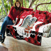 Iraq Christmas Quilt with Santa Ishtar Gate Red Plaid and Snowflake Reindeer Pattern - Wonder Print Shop