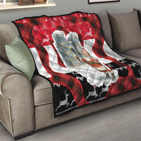 Iraq Christmas Quilt with Santa Ishtar Gate Red Plaid and Snowflake Reindeer Pattern - Wonder Print Shop