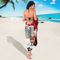 Iraq Christmas Sarong with Santa Ishtar Gate Red Plaid and Snowflake Reindeer Pattern - Wonder Print Shop