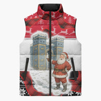 Iraq Christmas Sleeveless Puffer Jacket with Santa Ishtar Gate Red Plaid and Snowflake Reindeer Pattern - Wonder Print Shop