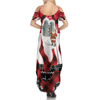 Iraq Christmas Summer Maxi Dress with Santa Ishtar Gate Red Plaid and Snowflake Reindeer Pattern - Wonder Print Shop