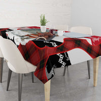 Iraq Christmas Tablecloth with Santa Ishtar Gate Red Plaid and Snowflake Reindeer Pattern - Wonder Print Shop