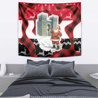 Iraq Christmas Tapestry with Santa Ishtar Gate Red Plaid and Snowflake Reindeer Pattern - Wonder Print Shop
