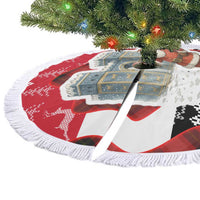Iraq Christmas Tree Skirt with Santa Ishtar Gate Red Plaid and Snowflake Reindeer Pattern - Wonder Print Shop