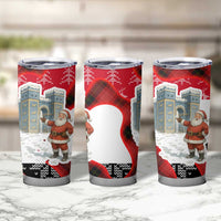 Iraq Christmas Tumbler Cup with Santa Ishtar Gate Red Plaid and Snowflake Reindeer Pattern - Wonder Print Shop