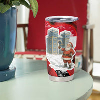 Iraq Christmas Tumbler Cup with Santa Ishtar Gate Red Plaid and Snowflake Reindeer Pattern - Wonder Print Shop