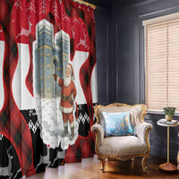 Iraq Christmas Window Curtain with Santa Ishtar Gate Red Plaid and Snowflake Reindeer Pattern - Wonder Print Shop